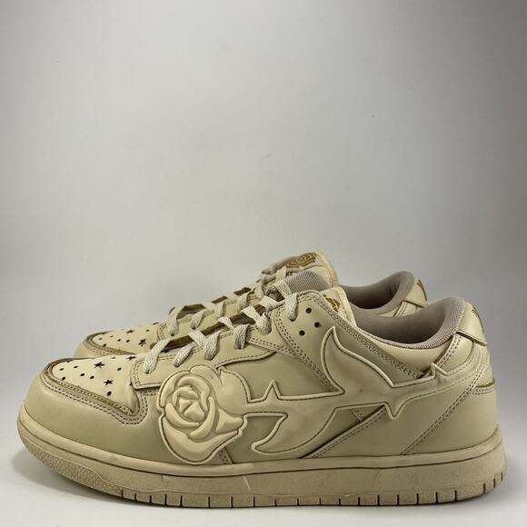 Kizo Kicks Leather Casual Sneakers Mens Size 10.5 “Coffee” Tan Rose Flower - Picture 3 of 9